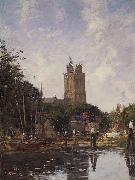Eugene Boudin Dordrecht the Grote Kerk from the Canal painting